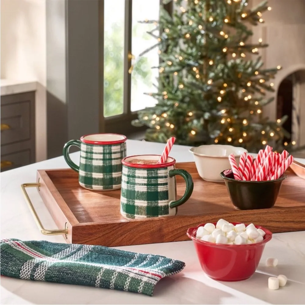 14oz Holiday Mug Green Plaid - Hearth & Hand™ with Magnolia